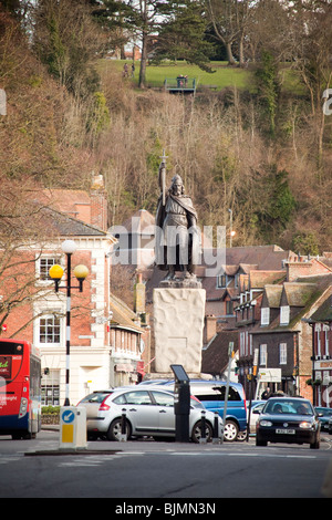 Le Roi Alfred le Grand, Winchester, Statue de l'Angleterre. Banque D'Images