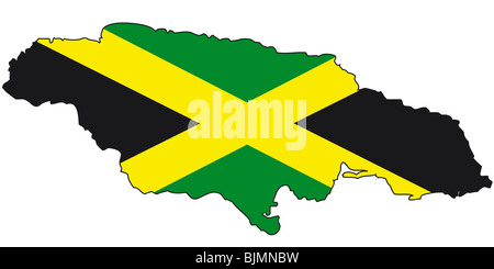 La Jamaïque, flag, outline Banque D'Images