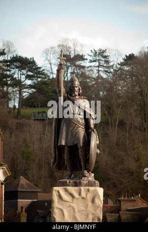 Le Roi Alfred le Grand, Winchester, Statue de l'Angleterre. Banque D'Images