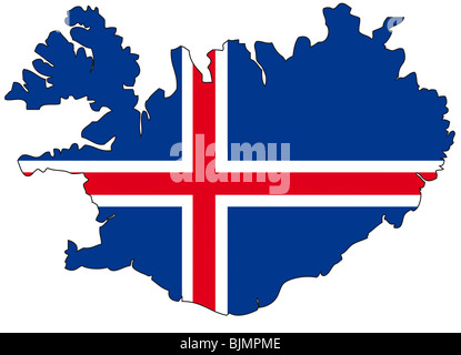 L'Islande, flag, outline Banque D'Images