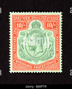 Timbre-poste du Nyasaland protectorat (plus tard, le Malawi) représentant le roi George V. Banque D'Images