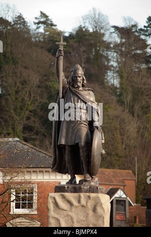 Le Roi Alfred le Grand, Winchester, Statue de l'Angleterre. Banque D'Images