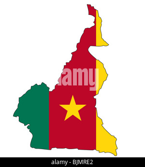 Cameroun, flag, outline Banque D'Images