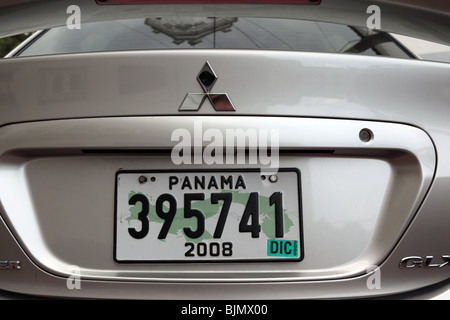 Plaque d'immatriculation de voiture avec plan de Panama, Panama City Banque D'Images