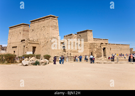 Une vue générale du temple d'Isis à Philae. Banque D'Images