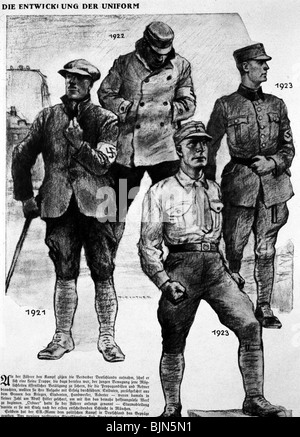 National-socialisme / nazisme, organisations, Sturmabteilung (Stormtroupes), modification de l'uniforme de 1921 à 1923, dessin, vers 1934, Banque D'Images