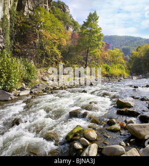 Paysage avec Chaya river dans la montagne des Rhodopes. Banque D'Images