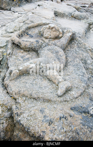 Rock Carvings Rotheneuf Bretagne France Banque D'Images