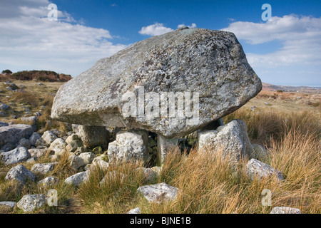 Arthurs Pierre ou Maen Ceti, une ancienne chambre funéraire sur Cefn Bryn commun, la péninsule de Gower, dans le sud du Pays de Galles, Royaume-Uni Banque D'Images