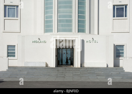 Entrée de l'hôtel Midland art déco, Morecambe, Lancashire, England UK Banque D'Images