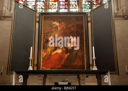 Peinture de Peter Paul Rubens, L'Adoration des Mages (1634) ; dans la chapelle du Kings College, Université de Cambridge, Royaume-Uni Banque D'Images