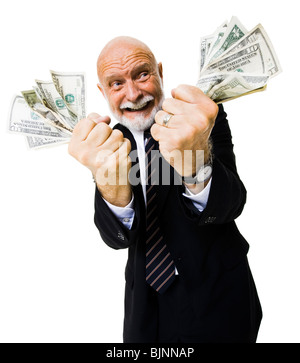 Portrait of businessman holding billets américains Banque D'Images