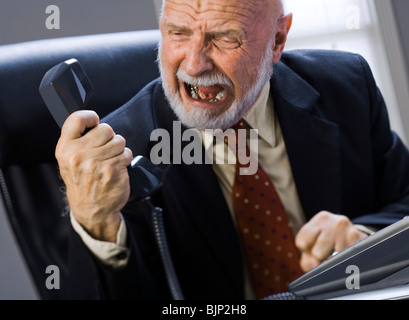 Gros plan du businessman on telephone Banque D'Images