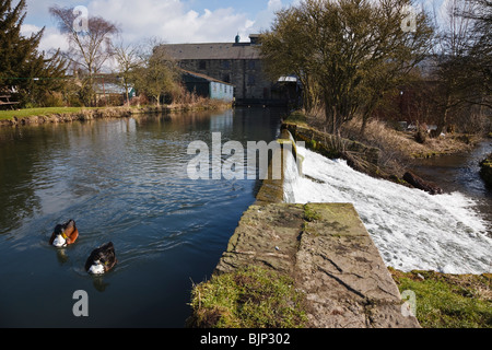 Caudwell's Mill, un moulin à farine du 19e siècle sur la rivière Wye à Rowsley, parc national de Peak District, Derbyshire. Banque D'Images