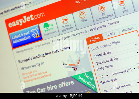 Easyjet airline site en ligne page web internet page d'accueil écran de réservation de vols Banque D'Images