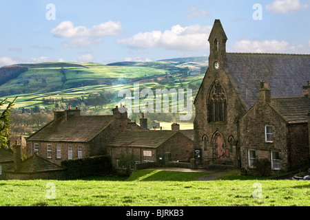 Reeth village de Swaledale, Yorkshire, Angleterre, RU Banque D'Images