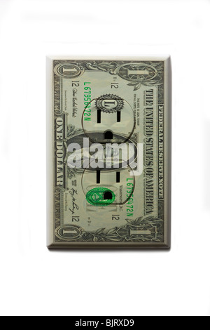 Un dollar bill fiche sur fond blanc Banque D'Images