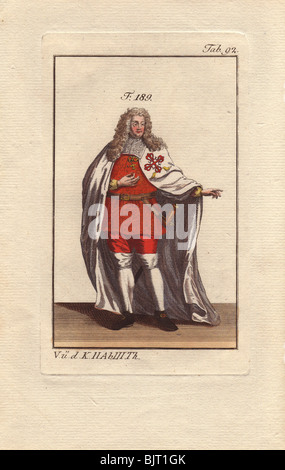 Chevalier de l'ordre d'Aviz, un ordre religieux portugais, en costume de cérémonie. Banque D'Images