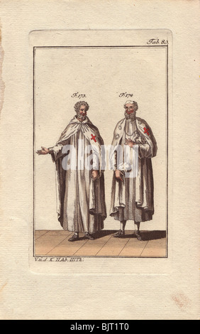 Deux Templiers illustré dans des robes du monastère. Banque D'Images
