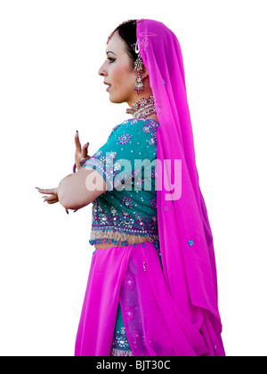 USA, Utah, Spanish Fork, Studio shot of mid adult woman in traditional indian clothing Banque D'Images