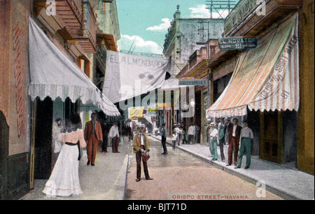 La rue Obispo, La Havane, Cuba, au début du xxe siècle. Artiste : Inconnu Banque D'Images