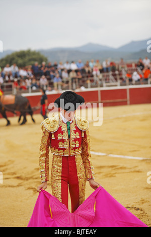 La préparation de Matador corrida, corrida à Alpedrete, Espagne Banque D'Images