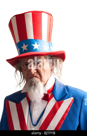 Portrait d'un homme dans le costume de l'Oncle Sam, studio shot Banque D'Images