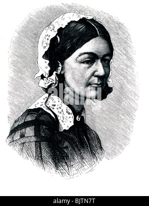 Nightingale, Florence, 15.5.1820 - 13.8.1910, infirmière anglaise, portrait, gravure en bois, 1867, Banque D'Images