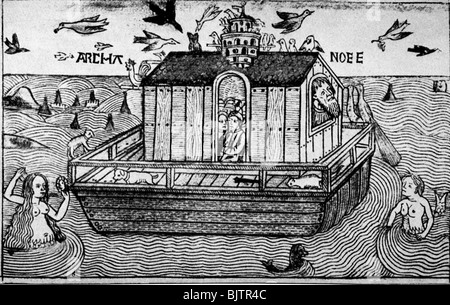 Religion, scènes bibliques, Ark de Noah, après gravure de cuivre par Merian, 1633, Banque D'Images