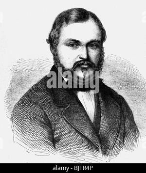 Barth, Heinrich, 16.2.1821 - 25.11.1865, explorateur allemand, portrait, gravure en bois, 1856, Banque D'Images