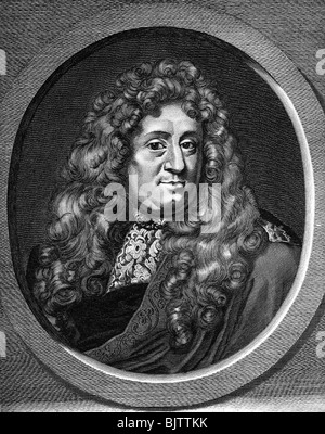 Pufendorf, Samuel, 8.1.1632 - 26.10.1694, juriste allemand, publiciste, historien, portrait, ovale, gravure sur cuivre, l'artiste n'a pas d'auteur pour être effacé Banque D'Images