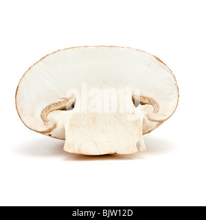Tranches de champignons à partir de la Châtaigne vue faible contre isolé sur fond blanc. Banque D'Images