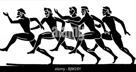 Sport, Jeux olympiques, Olympia, monde ancien, course à pied, coureurs aux Jeux Olympiques, après la peinture de vase grec, historique, historique, Jeux Olympiques, Jeux Olympiques, Olympiade, sports, athlète, athlètes, monde ancien, gens, Banque D'Images