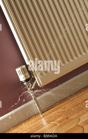 Les tuyaux du radiateur qui fuit Banque D'Images