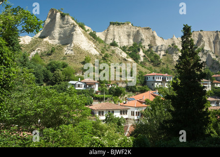 Melnik, Pyramides de sable, phénomène naturel, formations rocheuses époustouflantes, Balkans, Bulgarie, Europe de l'est Banque D'Images