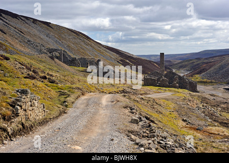 Vestiges de l'ancienne usine de fusion du plomb Gang Gang vieux Beck, Swaledale, Yorkshire Dales National Park, Yorkshire, Angleterre, Royaume-Uni Banque D'Images