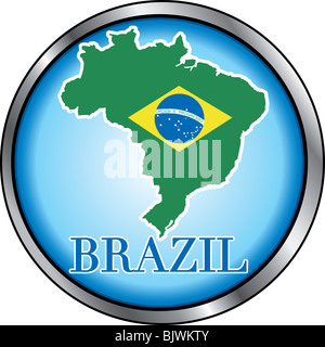 Vector Illustration pour le Brésil, bouton rond. Utilisé Didot font. Banque D'Images