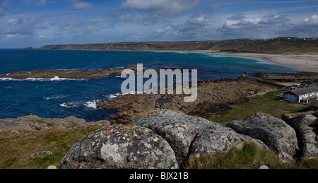 Une vue panoramique de Sennen à Cornwall. Banque D'Images