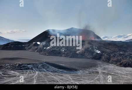 Éruption volcanique et de gaz empoisonné,à Fimmvorduhals Eyjafjallajokull en Islande, - Banque D'Images