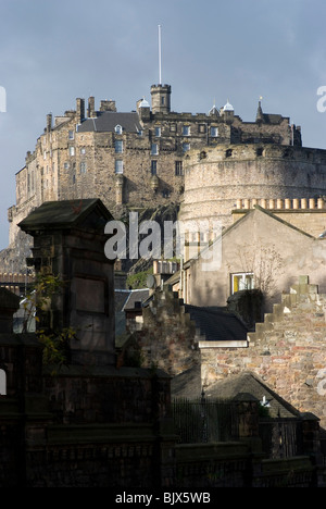 Le Château d'édimbourg comme vu du dessous, Édimbourg, Écosse Banque D'Images