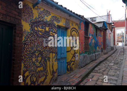 Peintures murales, Candelaria, ancienne partie de la ville, Bogota, Colombie. Banque D'Images