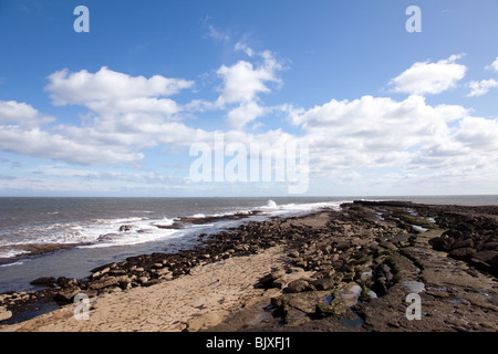 Le promontoire rocheux naturel de Filey Brigg. Rochester est un traditionnel anglais east coast resort Banque D'Images