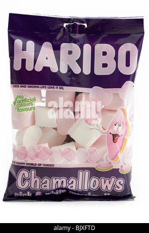 Sac de chamallows Haribo Guimauve rose et blanc Banque D'Images