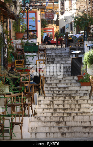 Restaurant grec traditionnel dans le quartier de Plaka, Athènes, Grèce Banque D'Images