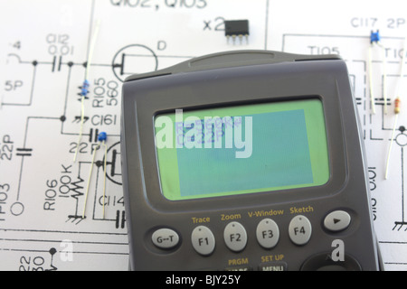 Circuit électronique avec des composants et calculatrice Banque D'Images