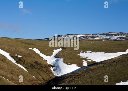 Kinder d'hiver du Scoutisme bord ouest près de Hayfield Parc national de Peak District, Derbyshire, Angleterre Banque D'Images