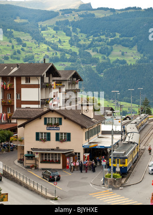 La gare de Grindelwald en Suisse Banque D'Images