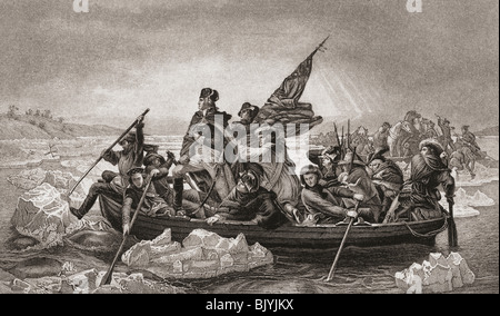 Washington Crossing the Delaware, près de Trenton, New Jersey, 1776 Noël en Amérique. Banque D'Images