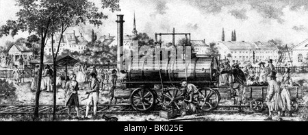 Transport / transport, chemin de fer, locomotive, première locomotive de la fonderie royale de fer prussien à Berlin, 1816, Banque D'Images