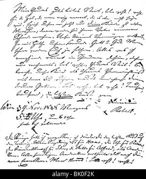 Blum, Robert, 10.11.1807 - 9.11.1848, politicien et journaliste allemand, sa dernière lettre, 9.11.1848, Banque D'Images